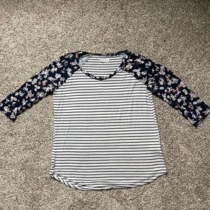 Maurices 3/4 sleeve striped and floral shirt